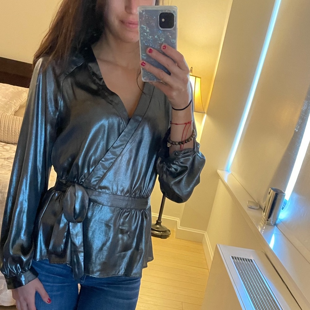 Who What Wear Metallic Top